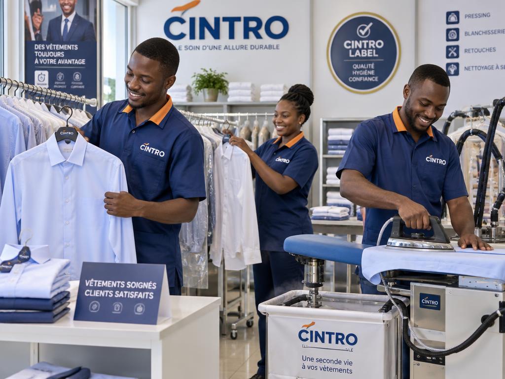 Employés de pressing en uniforme CINTRO